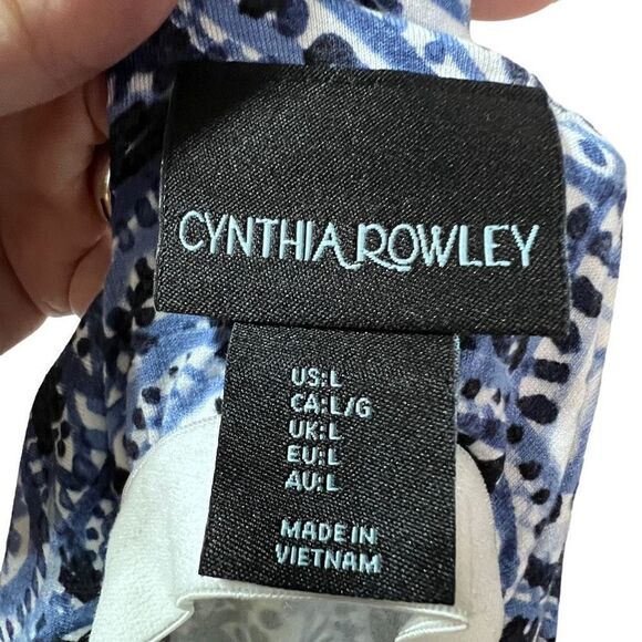 Cynthia Rowley asymmetrical hem blue sleeveless midi dress, sz large - Picture 5 of 6